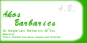 akos barbarics business card